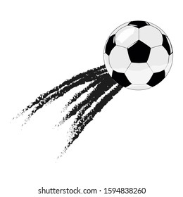 Soccer ball flying forward isolated on a gray background. Soccer ball pictogram. website design, logo, application, interface.