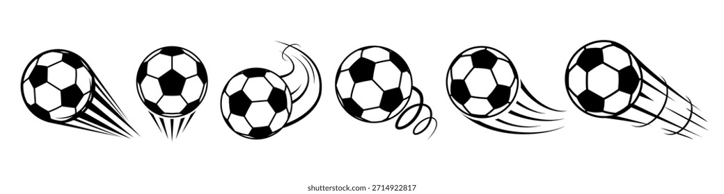 Bola de futebol voando. Movimento da bola de futebol