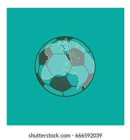 soccer ball flying in outer space planet earth
