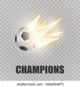 The soccer ball is flying, we are playing together. Team sport, ball and light flies. 