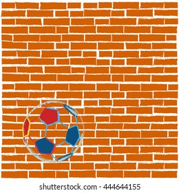 Soccer ball. Foot ball on brick red background. vector illustration.