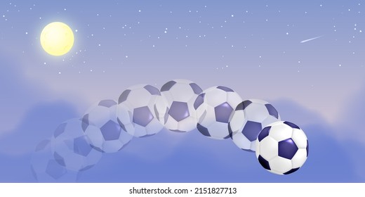Soccer ball or football ball with beautiful  background. 3d Style vector Ball illustrator background