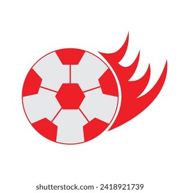 Soccer ball or football flat vector red color icon for sports apps logo and websites