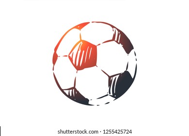 Soccer, ball, football, game, sport concept. Hand drawn soccer ball for football game concept sketch. Isolated vector illustration.