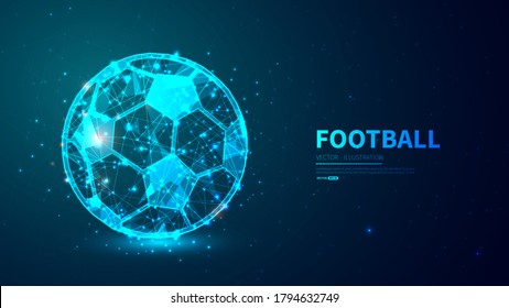 Soccer ball or football with glowing low polygonal .low poly style design vector.