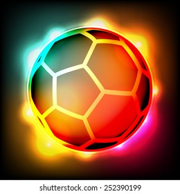 A soccer ball football illustration with a bright colorful glowing background. Vector EPS 10. EPS file contains transparencies and a gradient mesh.