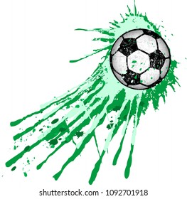 Soccer ball / football illustration,with paint splatter, isolated on white, vector