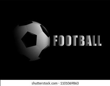 Soccer ball , Football light and shadow . Black background. Vector illustration