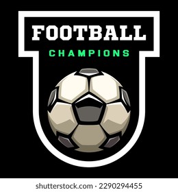 Soccer ball, football logo. Sport games. Sporting equipment. Emblem, badge.