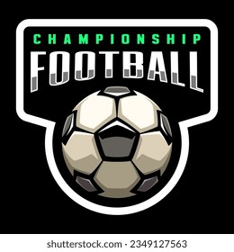 Soccer ball, football logo. Sport games. Sporting equipment. Emblem, badge.