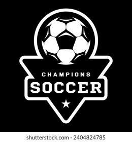 Soccer ball, football logo. Sport games. Sporting equipment. Emblem, badge.