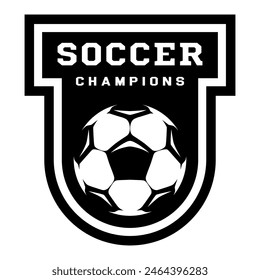 Soccer ball, football logo. Sport games. Sporting equipment. Emblem, badge.