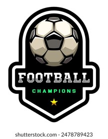 Soccer ball, football logo. Sport games. Sporting equipment. Emblem, badge.