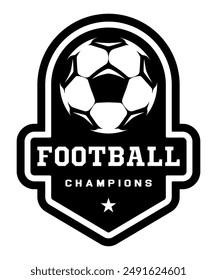 Soccer ball, football logo. Sport games. Sporting equipment. Emblem, badge.