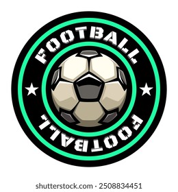 Soccer ball, football logo. Sport games. Sporting equipment. Emblem, badge.