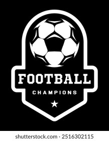 Soccer ball, football logo. Sport games. Sporting equipment. Emblem, badge.