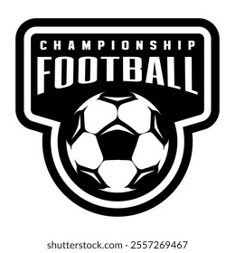 Soccer ball, football logo. Sport games. Sporting equipment. Emblem, badge.