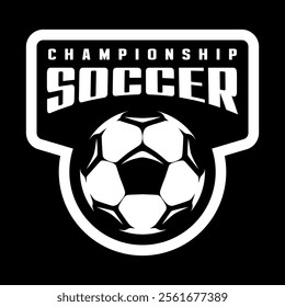 Soccer ball, football logo. Sport games. Sporting equipment. Emblem, badge.