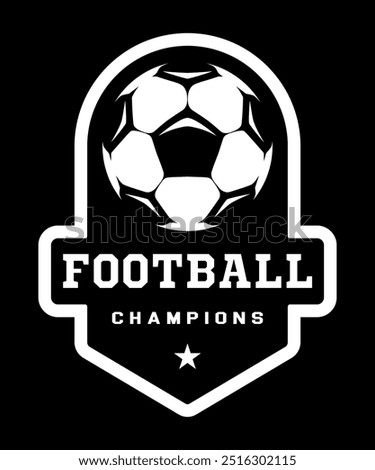 Soccer ball, football logo. Sport games. Sporting equipment. Emblem, badge.