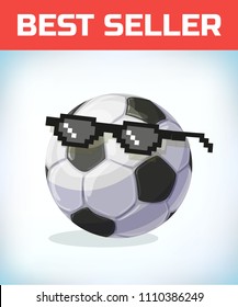 soccer ball. football mascot. black cool glasses. Masquerade costume. Carnival or Halloween Cartoon Vector illustration.