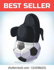 soccer ball. football mascot. korean hat. Masquerade costume headdress. Carnival or Halloween mask. Cartoon Vector illustration.