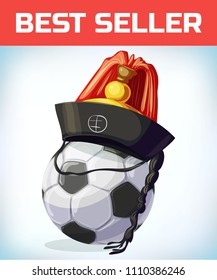 soccer ball. football mascot. korean hat. Masquerade costume headdress. Carnival or Halloween mask. Cartoon Vector illustration.