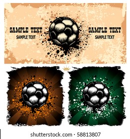 Soccer ball (football) on grunge background with paint splatters and drips