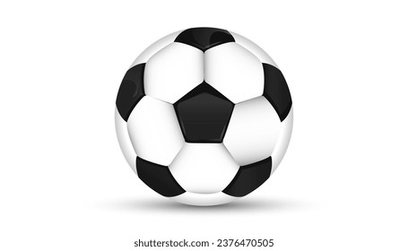 Balón de fútbol o balón de fútbol de fondo blanco. 3.ª bola vectorial de estilo aislada en fondo blanco