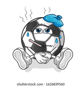soccer ball. football ball sick and fever with thermometer and compress cartoon. cartoon mascot vector
