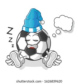 soccer ball. football ball sleeping cartoon. dreaming with bubble and sleeping hat. cartoon mascot vector