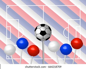 Soccer ball or football symbol. Colorful lollipops. Vector illustration.