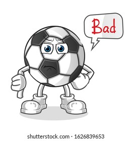 soccer ball. football ball thumbs down angry with bubble cartoon. cartoon mascot vector