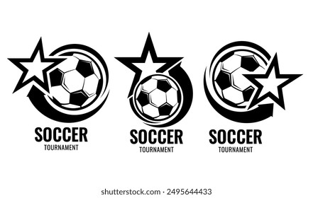 Soccer ball football tournament icons. Symbol or emblem. vector illustration