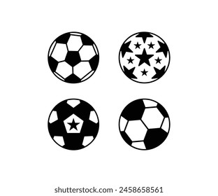 soccer ball football vector design with star combination icon flat black white illustration modern collections