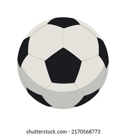 Soccer ball or football ball vector illustration in trendy flat cartoon design style, with black and white pattern. Editable icon of football equipment for world competitions 2022 in qatar.