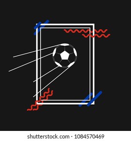 Soccer Ball in the Form of a Sputnik Satellite. Modern Art Vector Frame. Template for Poster, Banner, Print.