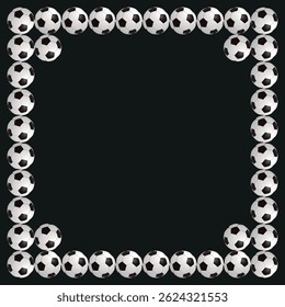 Diseño de Plantilla de marco de balón de fútbol. Marco de fútbol o borde. Pelotas de fútbol en el marco de hierba verde hermoso.