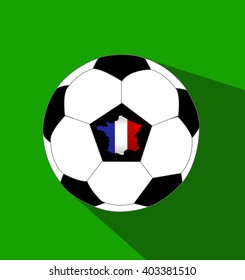 Soccer ball and a France map with France flag