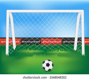 Soccer ball in front of the football goal vector