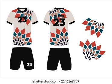 soccer ball and futsal jersey uniform with abstract design style pattern
