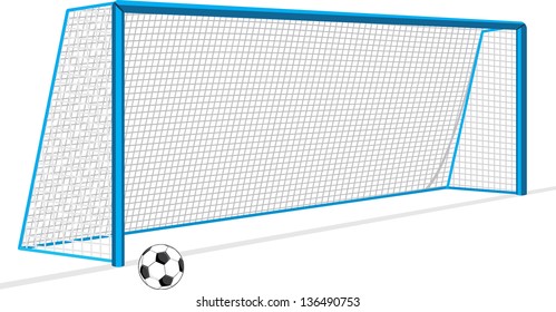 Soccer ball and gate isolated on the white. Vector