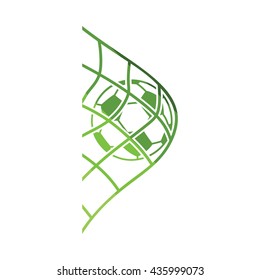 Soccer ball in gate net icon. Flat color design. Vector illustration.
