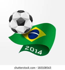 Soccer ball Geometric on Flag of Brazil 2014.Vector Illustration