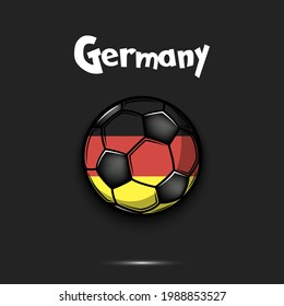 Soccer ball with German national flag colors. Flag of Germany in the form of a soccer ball made on an isolated background. Design pattern for football tournament. Vector illustration