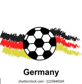Soccer ball with Germany flag in the background