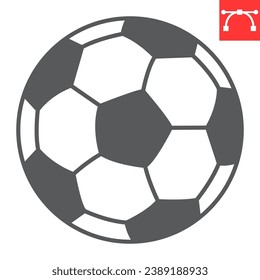 Soccer ball glyph icon, sport and game, football field vector icon, vector graphics, editable stroke solid sign, eps 10.