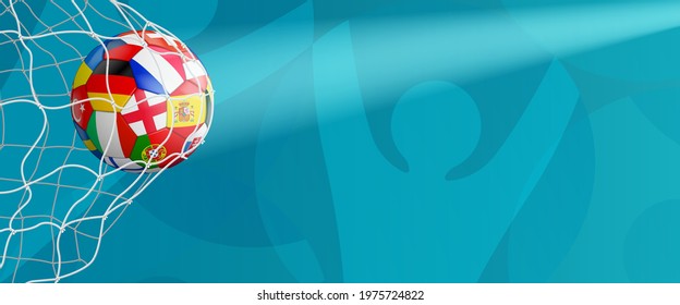 soccer ball in goal with background
