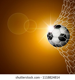 Soccer ball in goal. Gold