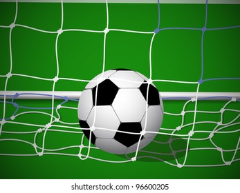 Soccer ball in goal for the grid