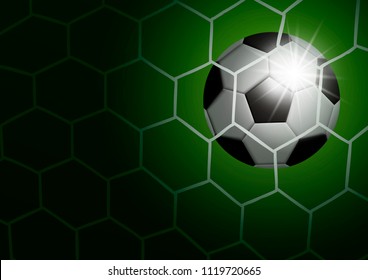 Soccer ball in goal with light vector illustration